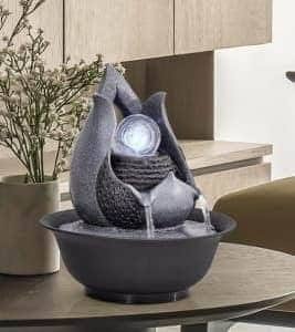 Modern Tabletop Indoor Water Fountain with LED Lighting