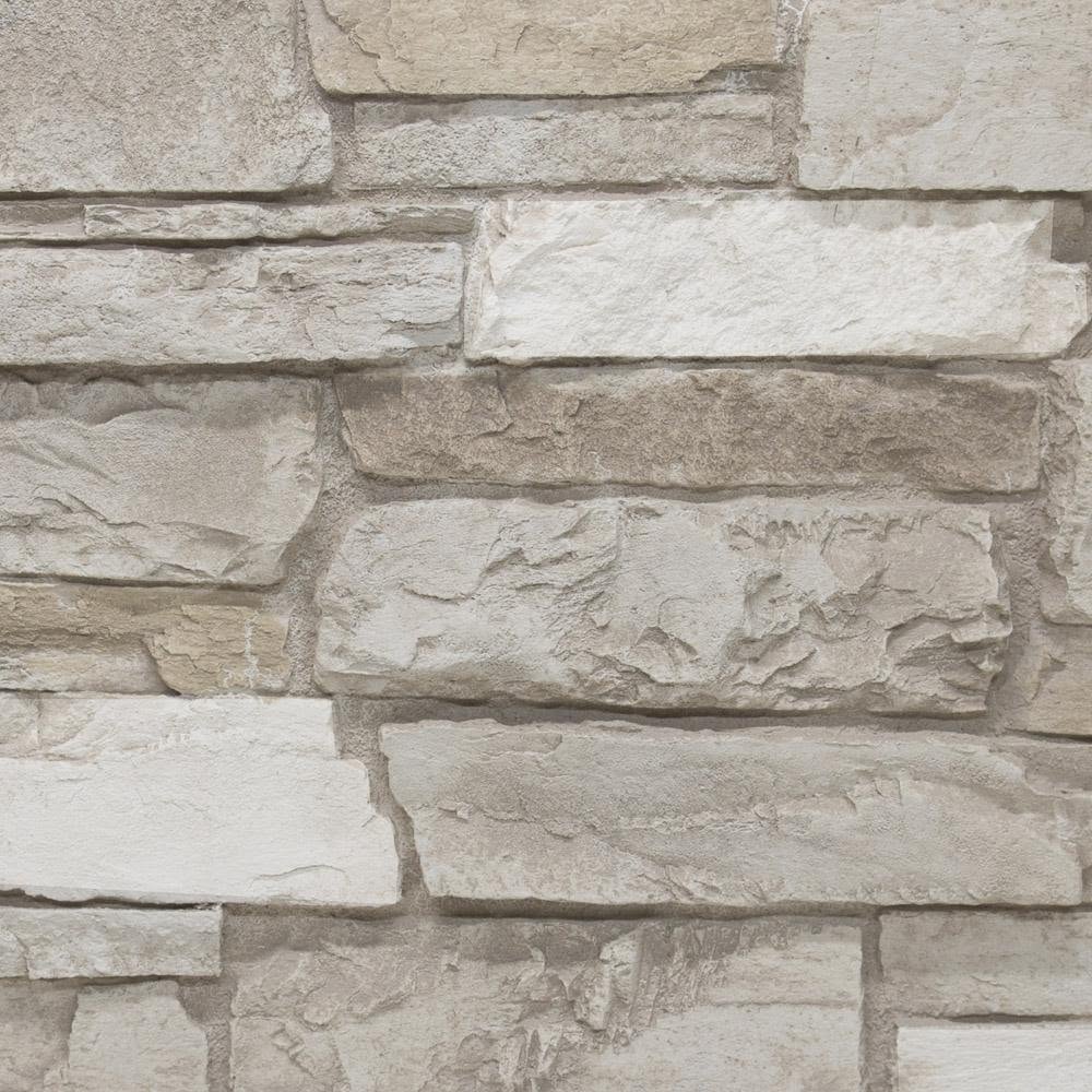 Textured Stacked Stone Veneer Wall in Neutral Tones